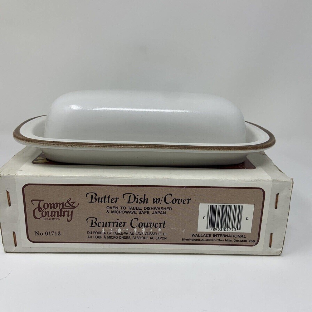 Vintage Town & Country Shoreline Covered Butter Dish 70s W/ Box
